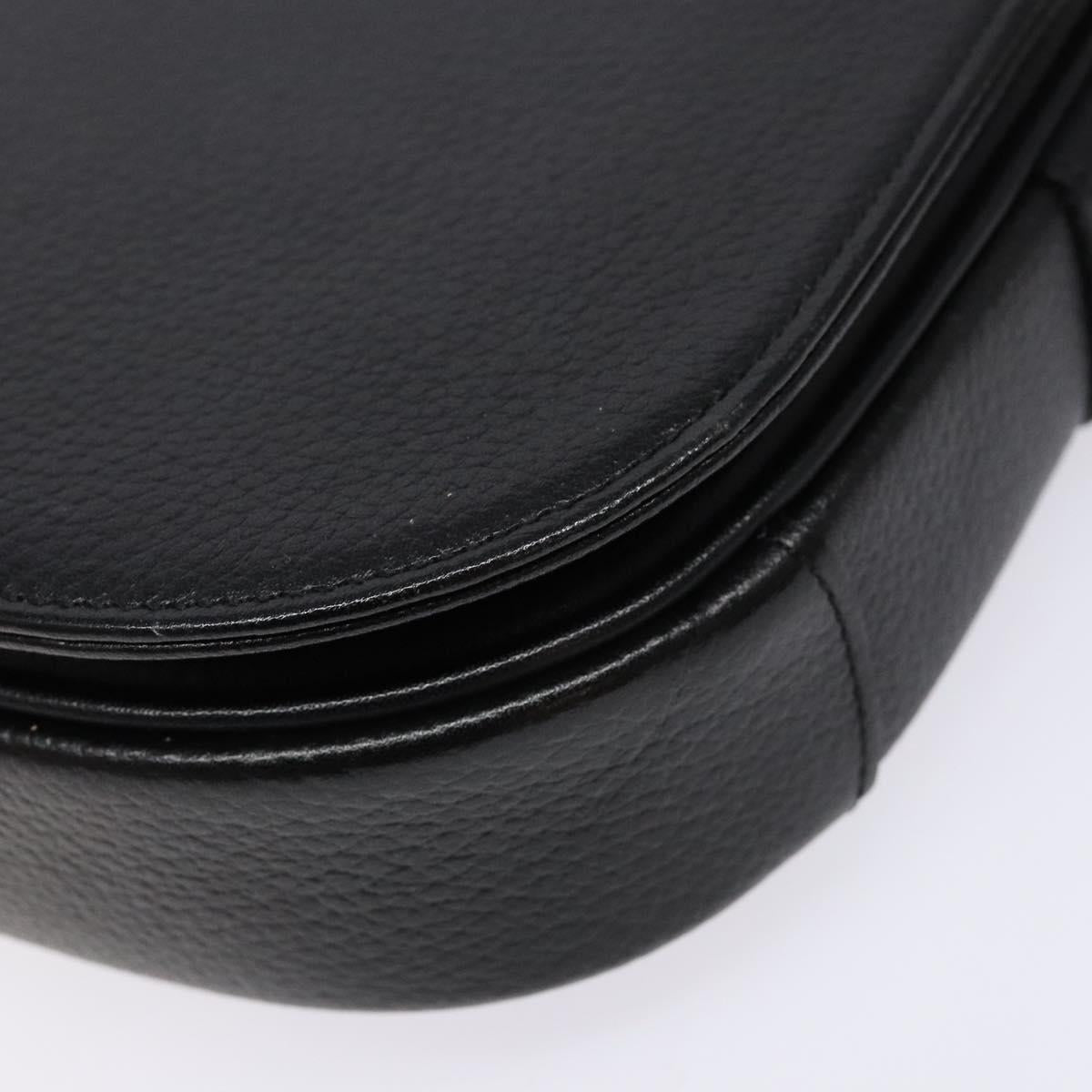Burberrys Shoulder Bag Leather Gold Black Auth BA5110