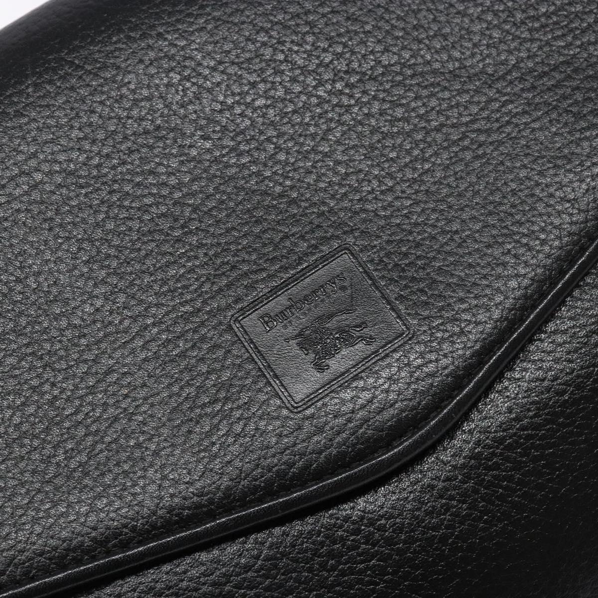 Burberrys Shoulder Bag Leather Gold Black Auth BA5110