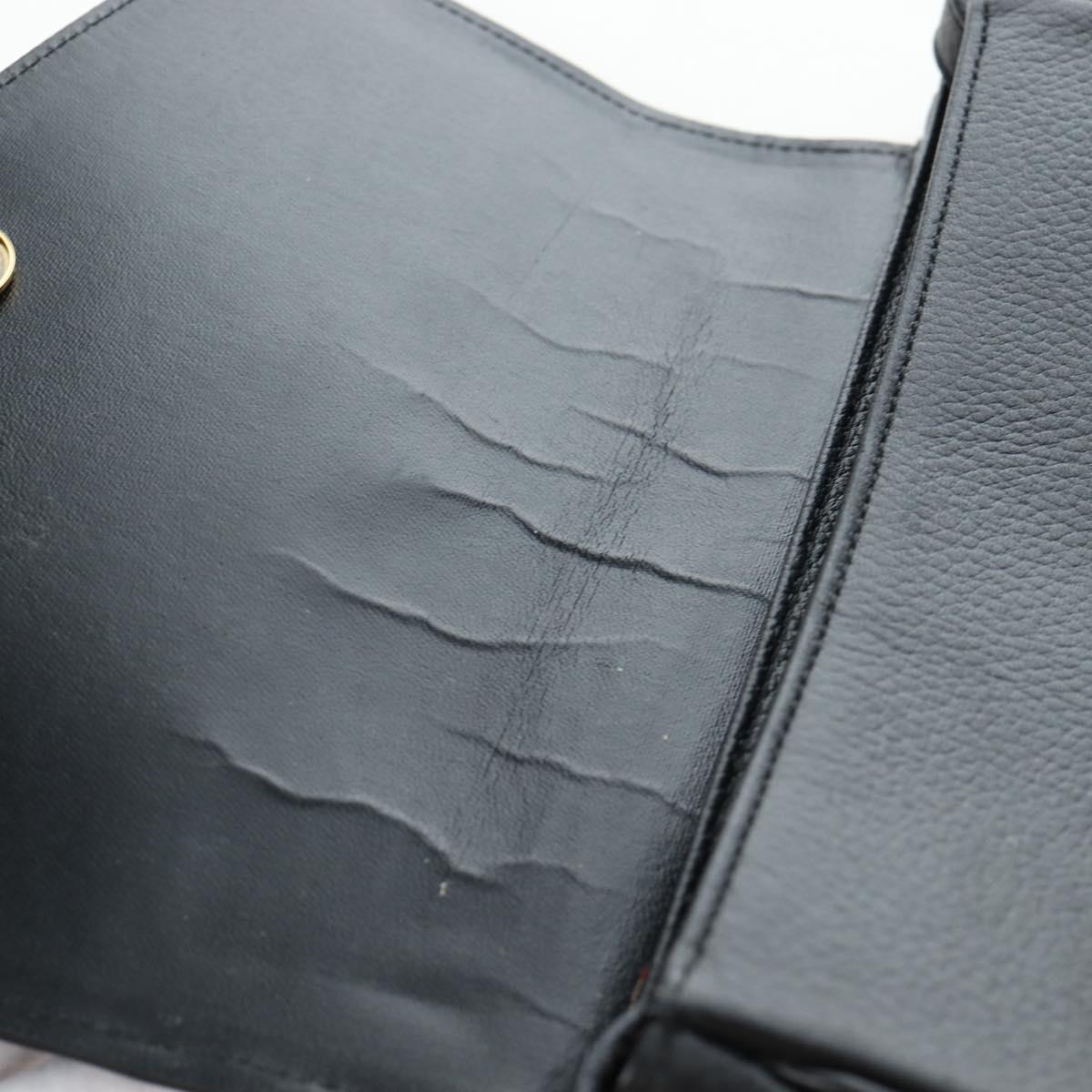 Burberrys Shoulder Bag Leather Gold Black Auth BA5110