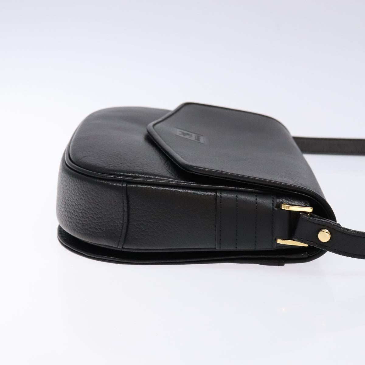 Burberrys Shoulder Bag Leather Gold Black Auth BA5110