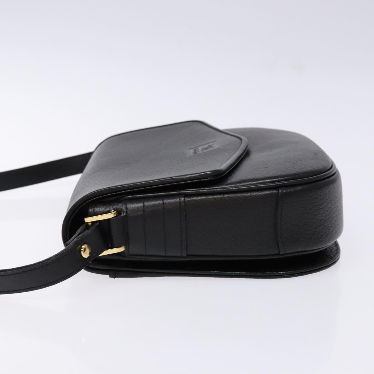 Burberrys Shoulder Bag Leather Gold Black Auth BA5110