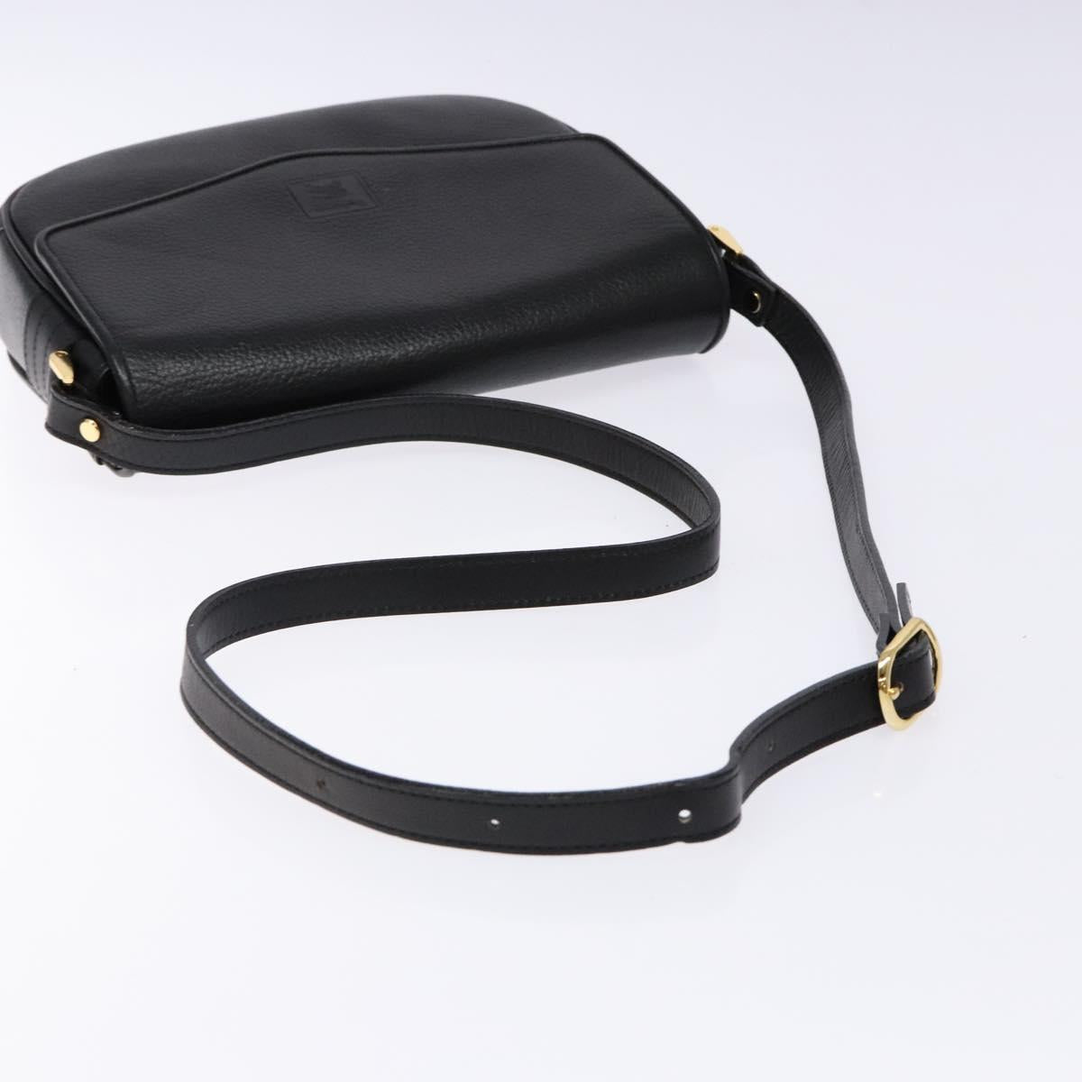 Burberrys Shoulder Bag Leather Gold Black Auth BA5110