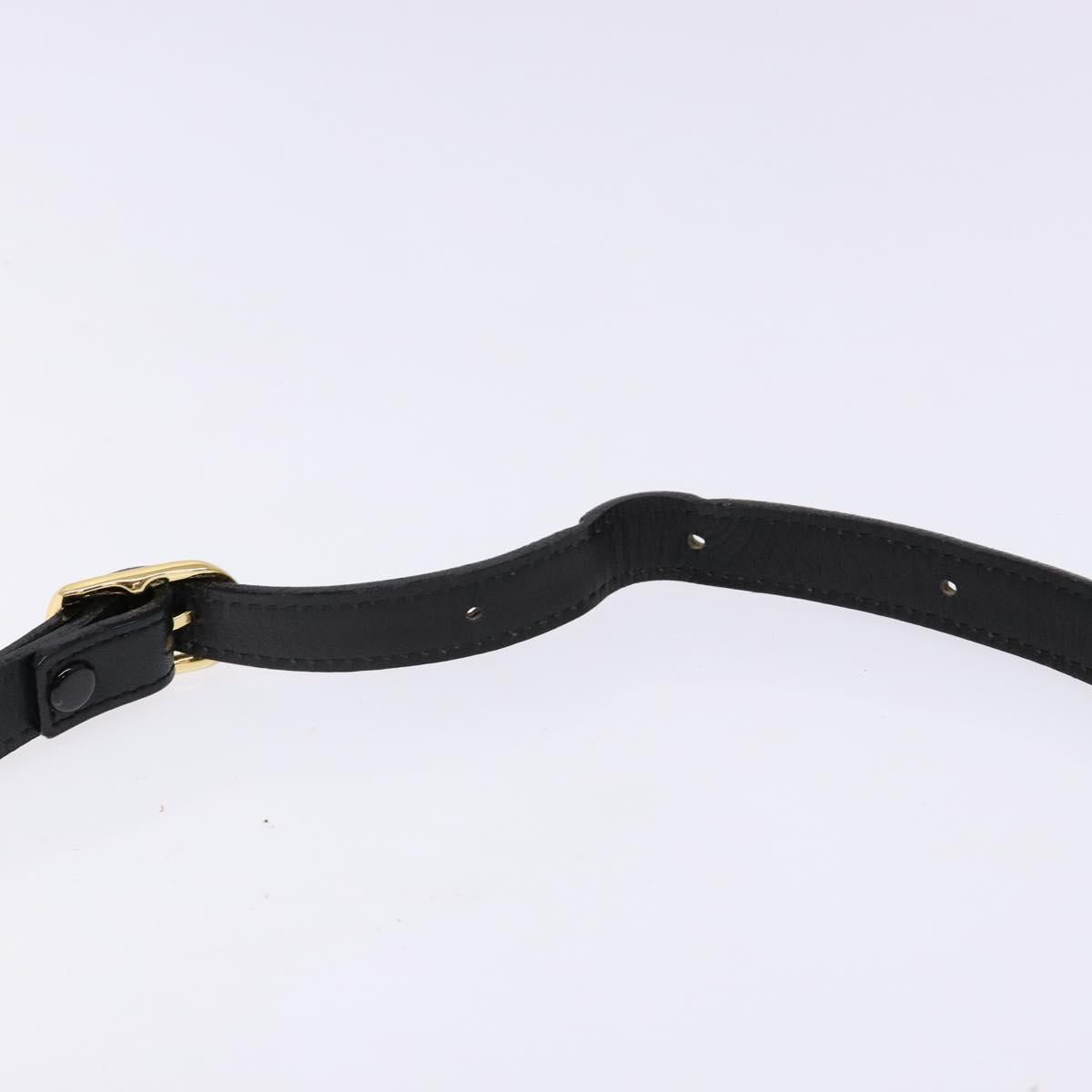 Burberrys Shoulder Bag Leather Gold Black Auth BA5110