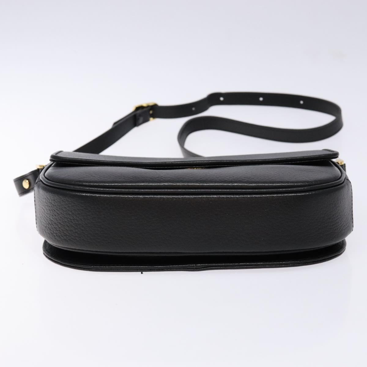 Burberrys Shoulder Bag Leather Gold Black Auth BA5110