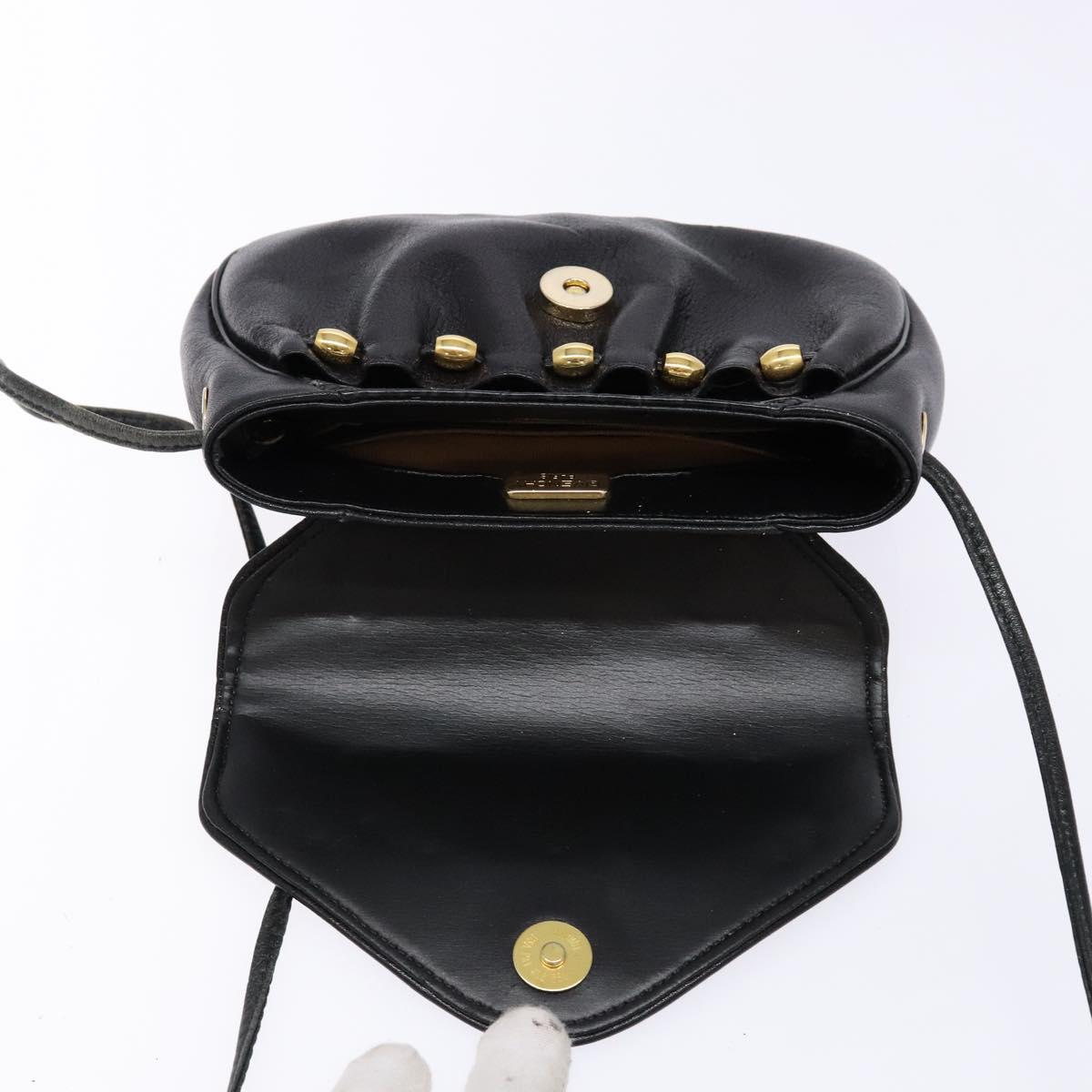GIVENCHY Shoulder Bag Leather Gold Black Auth BA5111