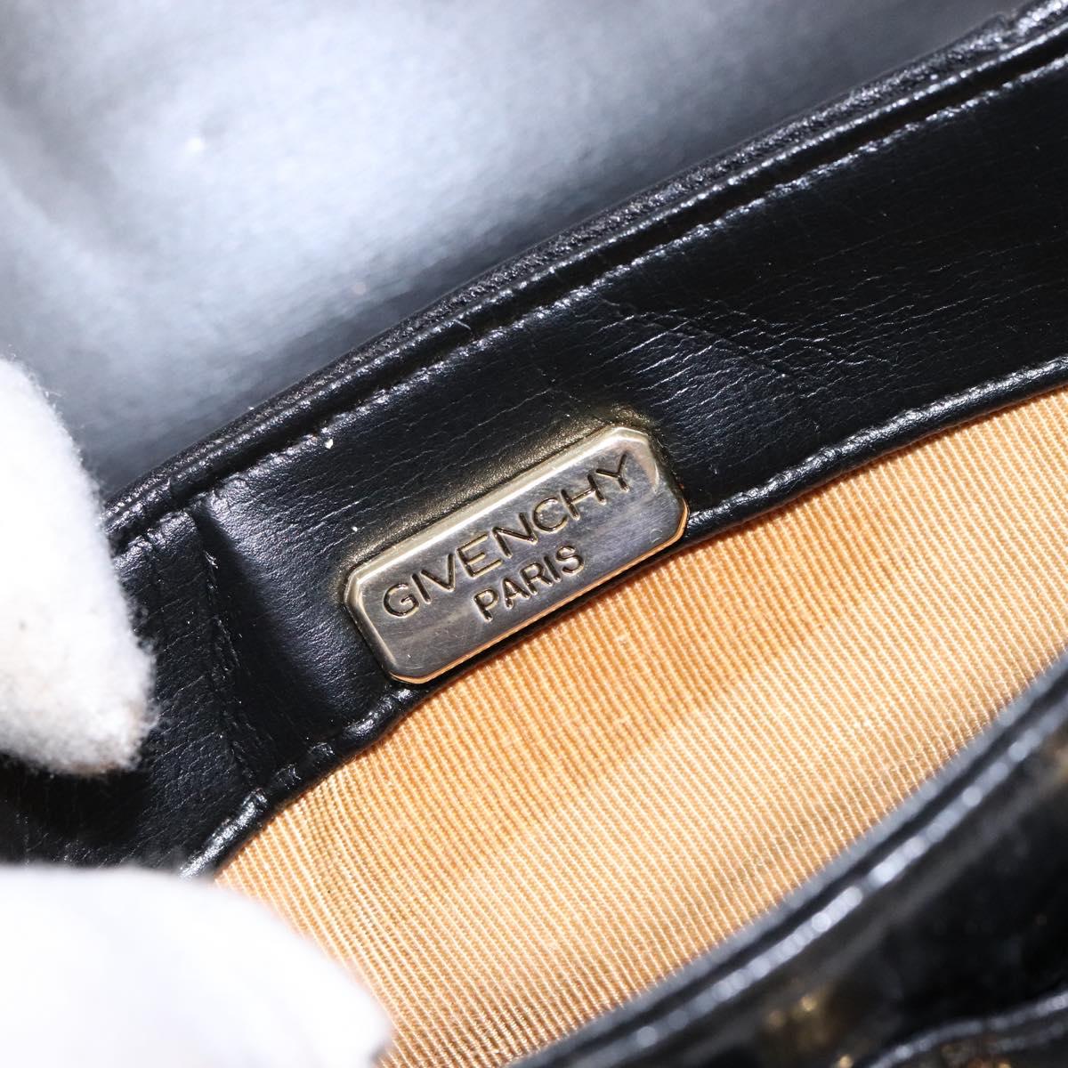 GIVENCHY Shoulder Bag Leather Gold Black Auth BA5111