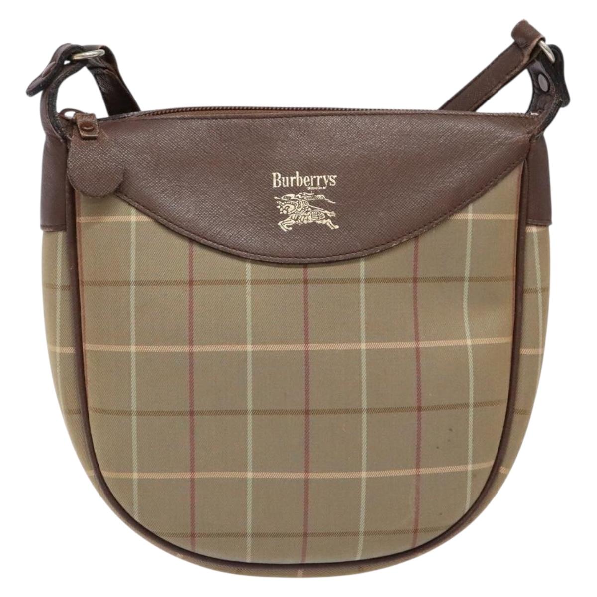 Burberrys Nova Check Shoulder Bag Canvas Beige Auth BA5115