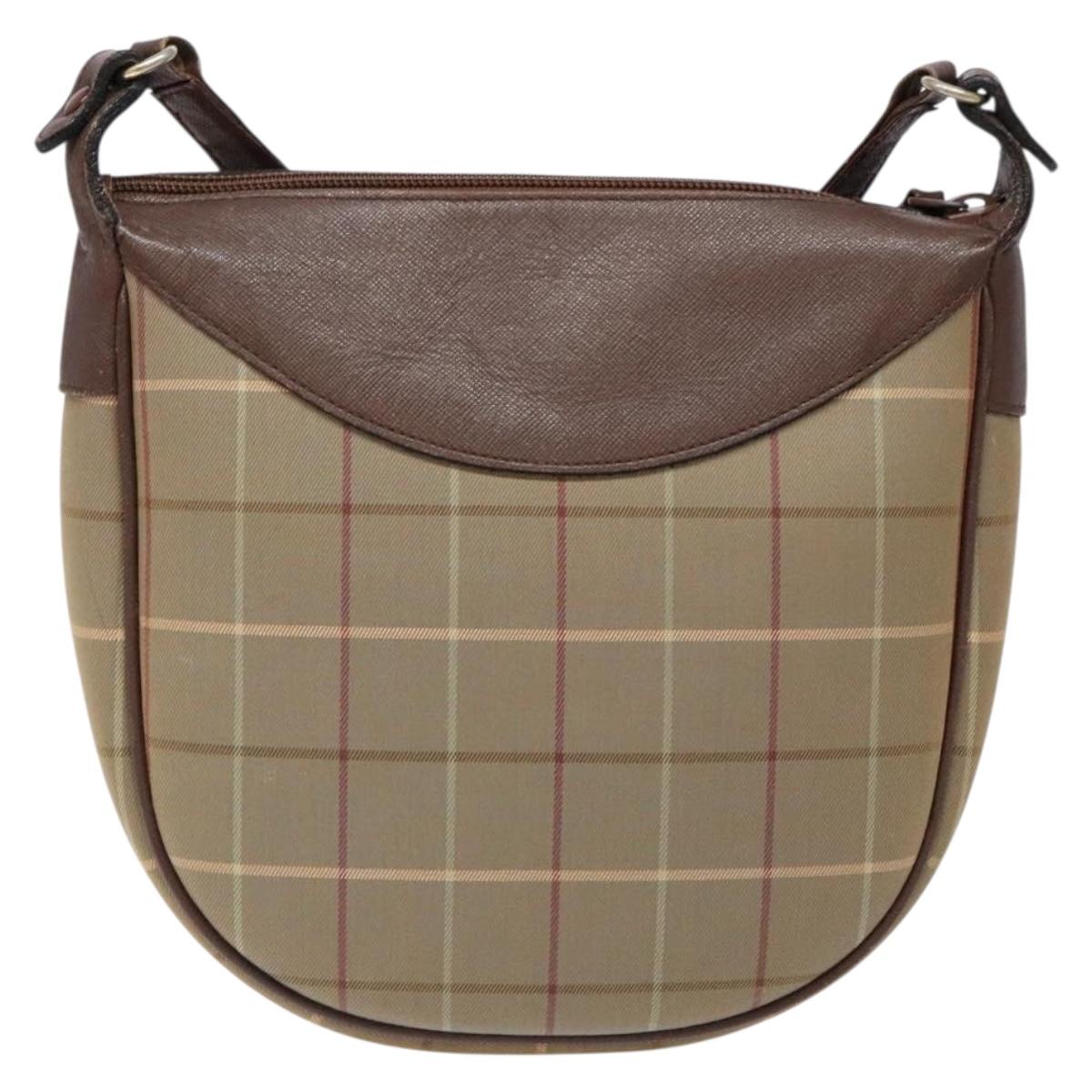 Burberrys Nova Check Shoulder Bag Canvas Beige Auth BA5115