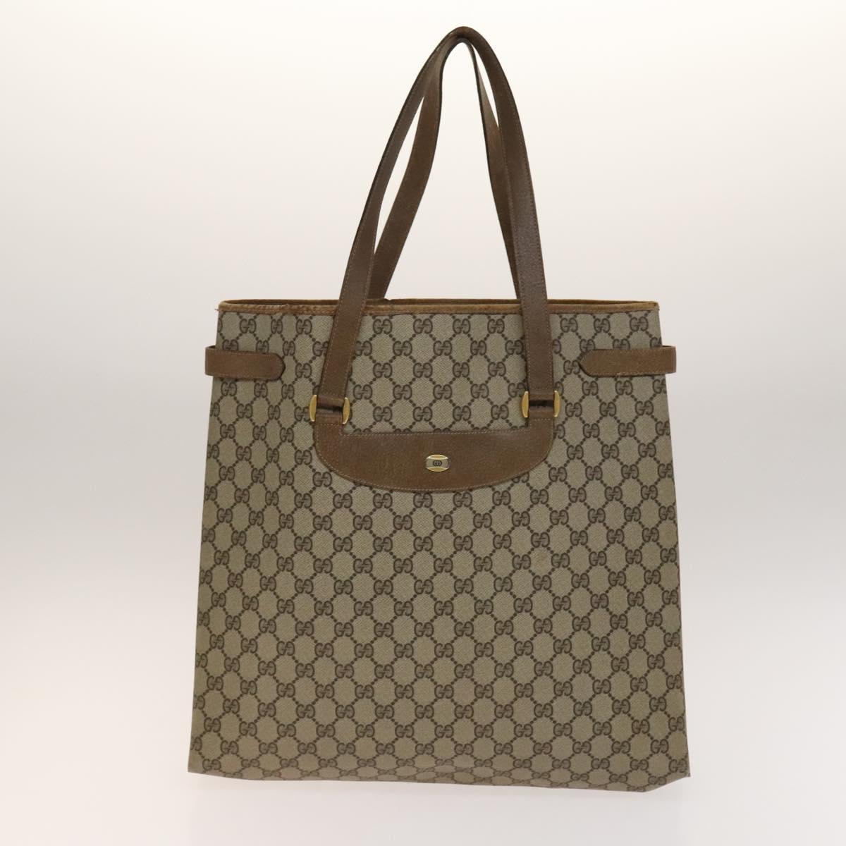 GUCCI GG Supreme Sherry Line Tote Bag PVC 2Set Beige Navy Auth BA5125