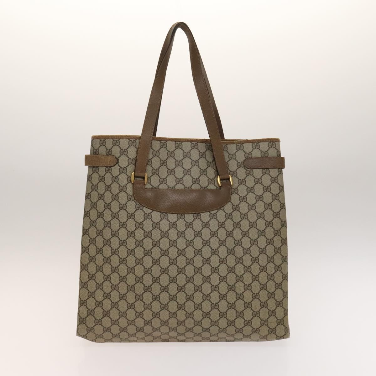 GUCCI GG Supreme Sherry Line Tote Bag PVC 2Set Beige Navy Auth BA5125