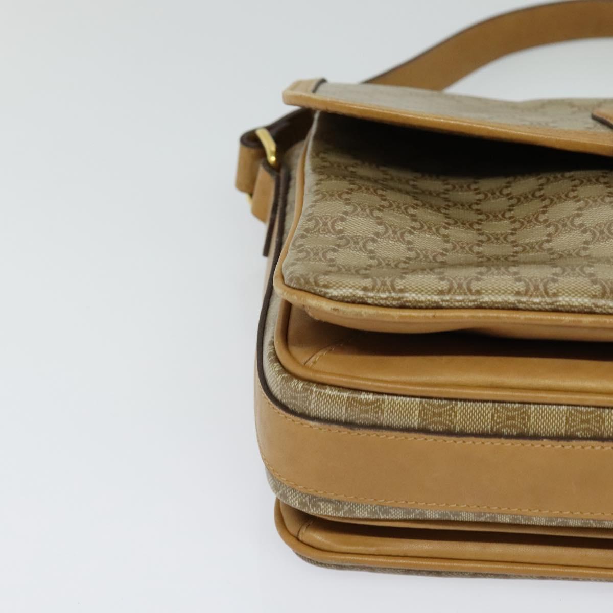 CELINE Macadam Canvas Shoulder Bag PVC Brown Gold Auth BA513
