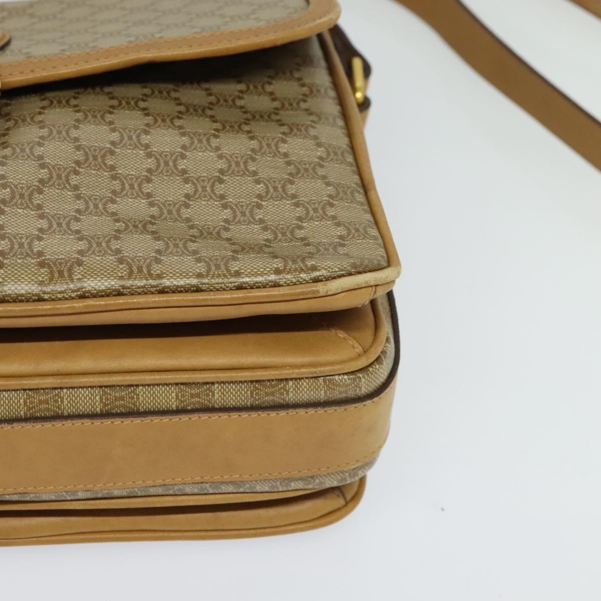 CELINE Macadam Canvas Shoulder Bag PVC Brown Gold Auth BA513