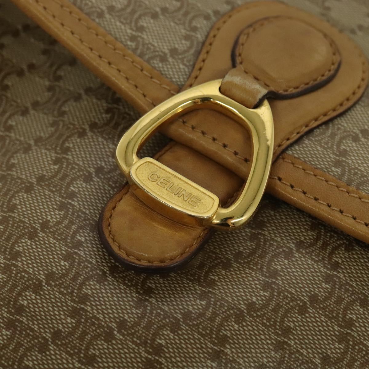 CELINE Macadam Canvas Shoulder Bag PVC Brown Gold Auth BA513