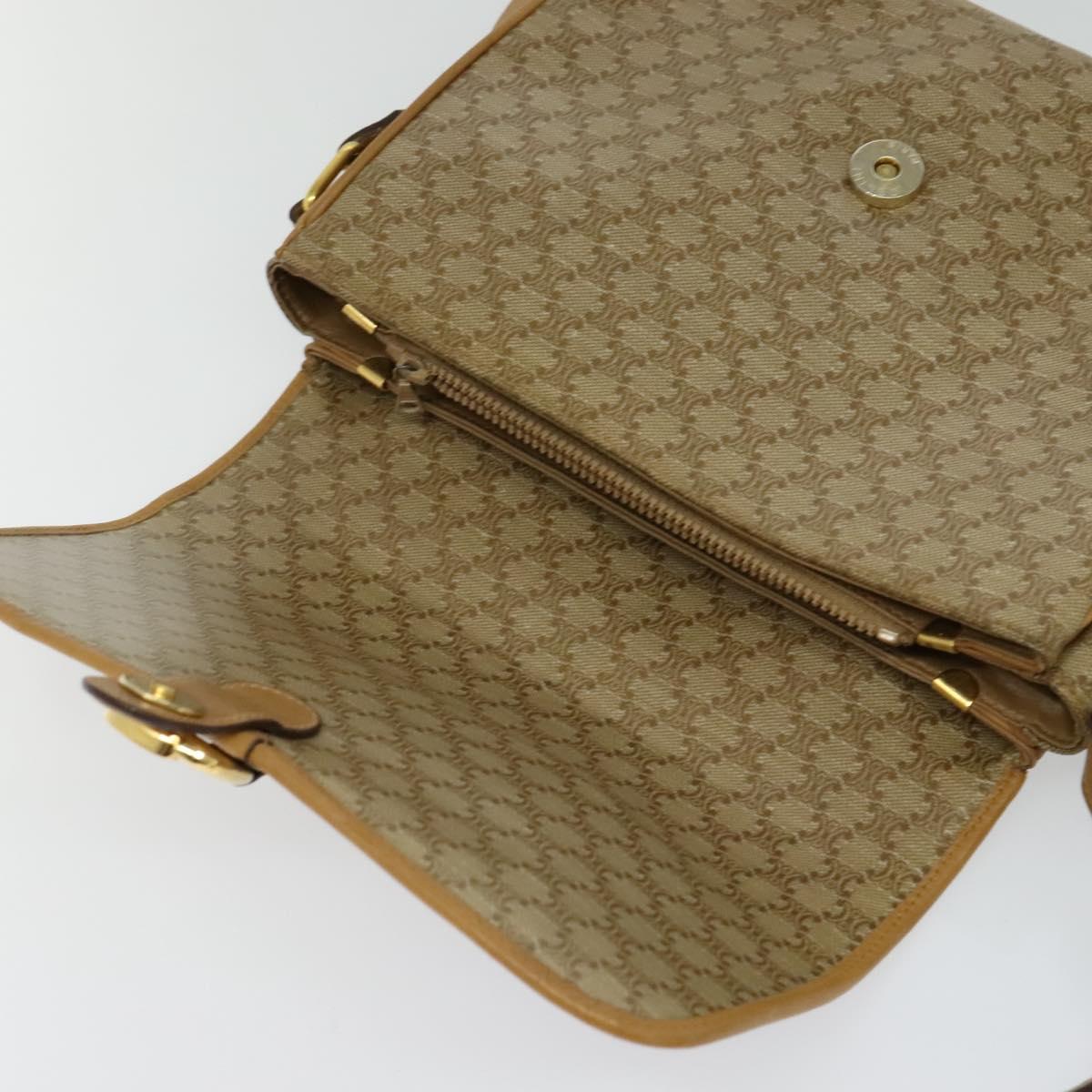 CELINE Macadam Canvas Shoulder Bag PVC Brown Gold Auth BA513