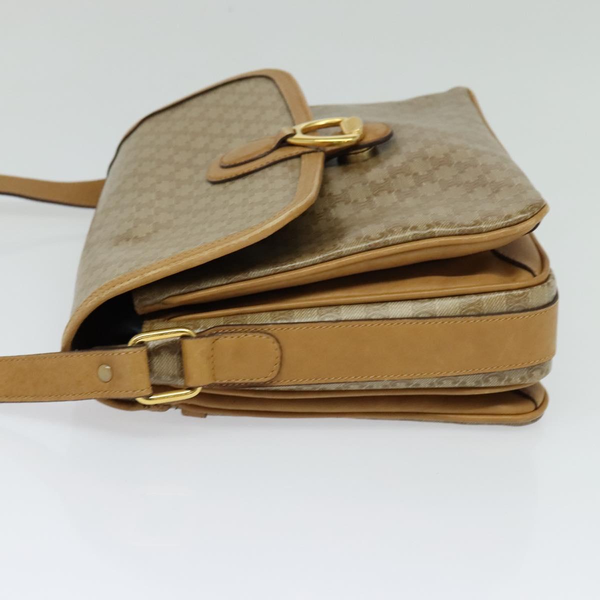 CELINE Macadam Canvas Shoulder Bag PVC Brown Gold Auth BA513