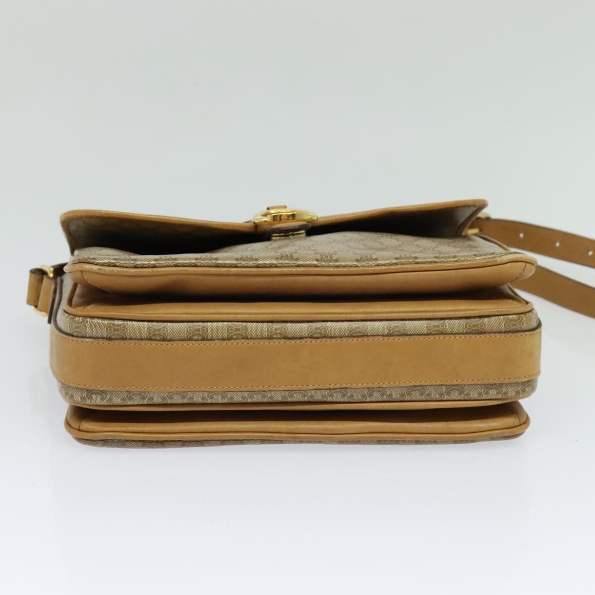 CELINE Macadam Canvas Shoulder Bag PVC Brown Gold Auth BA513