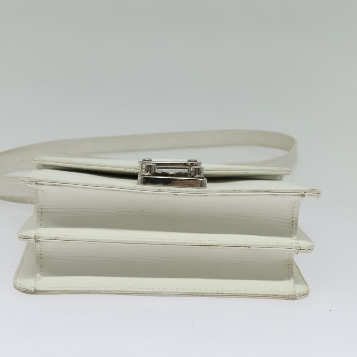FENDI Shoulder Bag Leather White Silver Auth BA5134