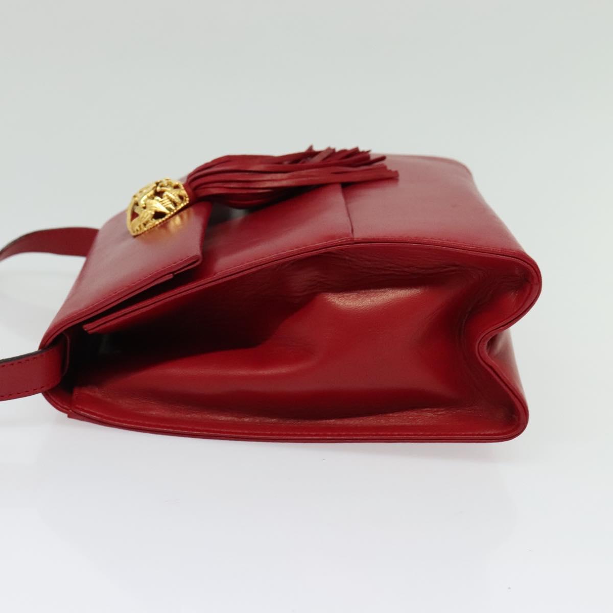 Salvatore Ferragamo Shoulder Bag Leather Red Gold Auth BA5135