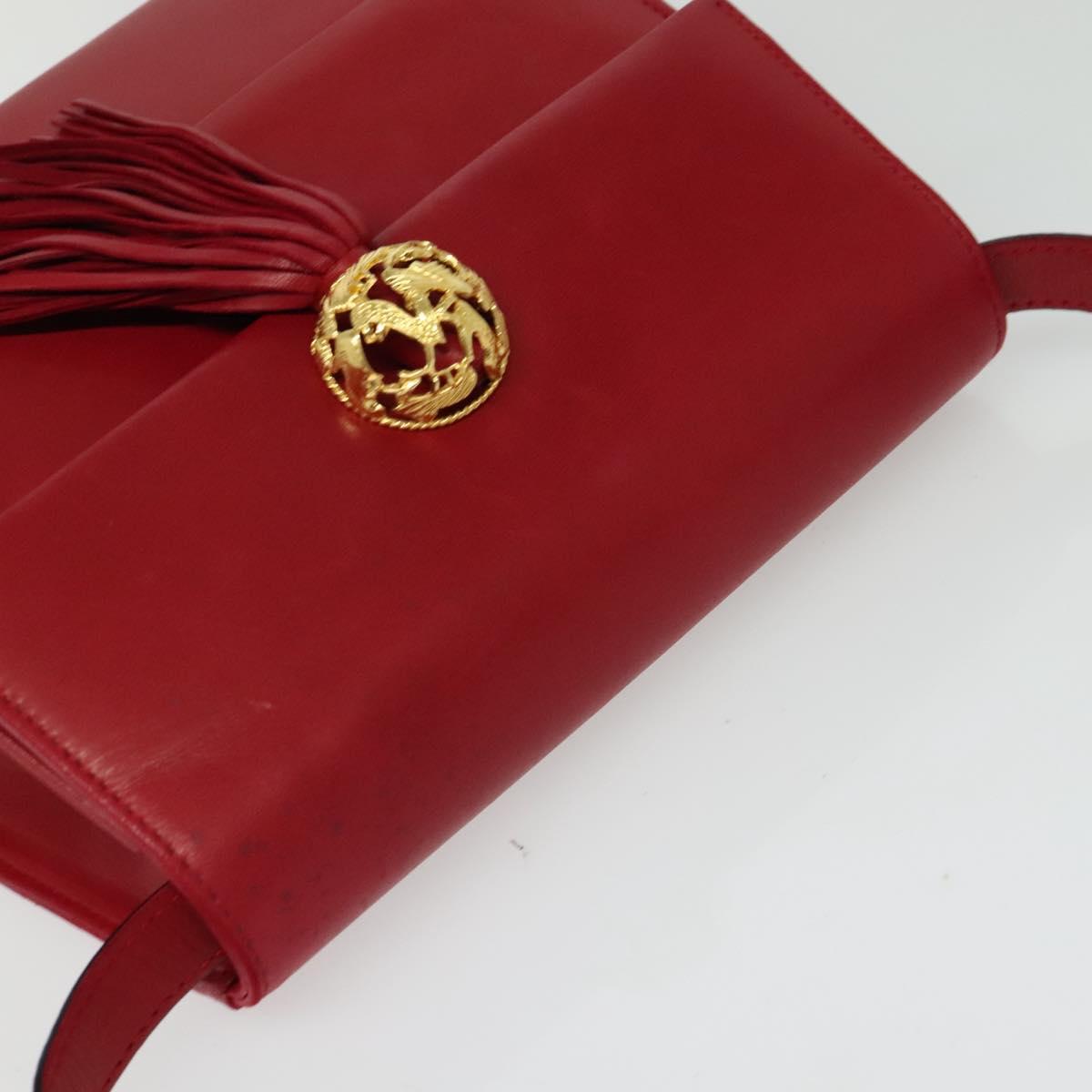 Salvatore Ferragamo Shoulder Bag Leather Red Gold Auth BA5135