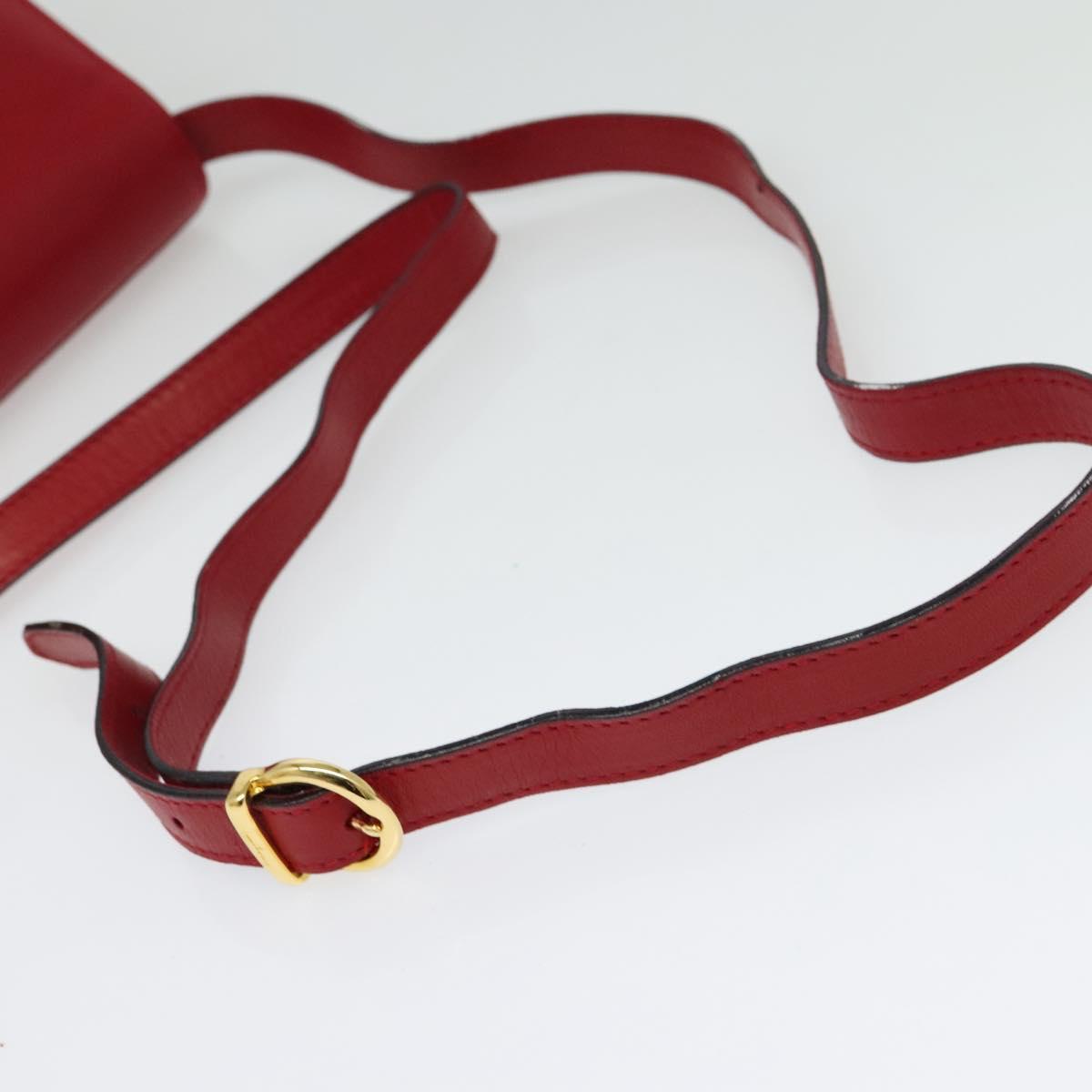 Salvatore Ferragamo Shoulder Bag Leather Red Gold Auth BA5135