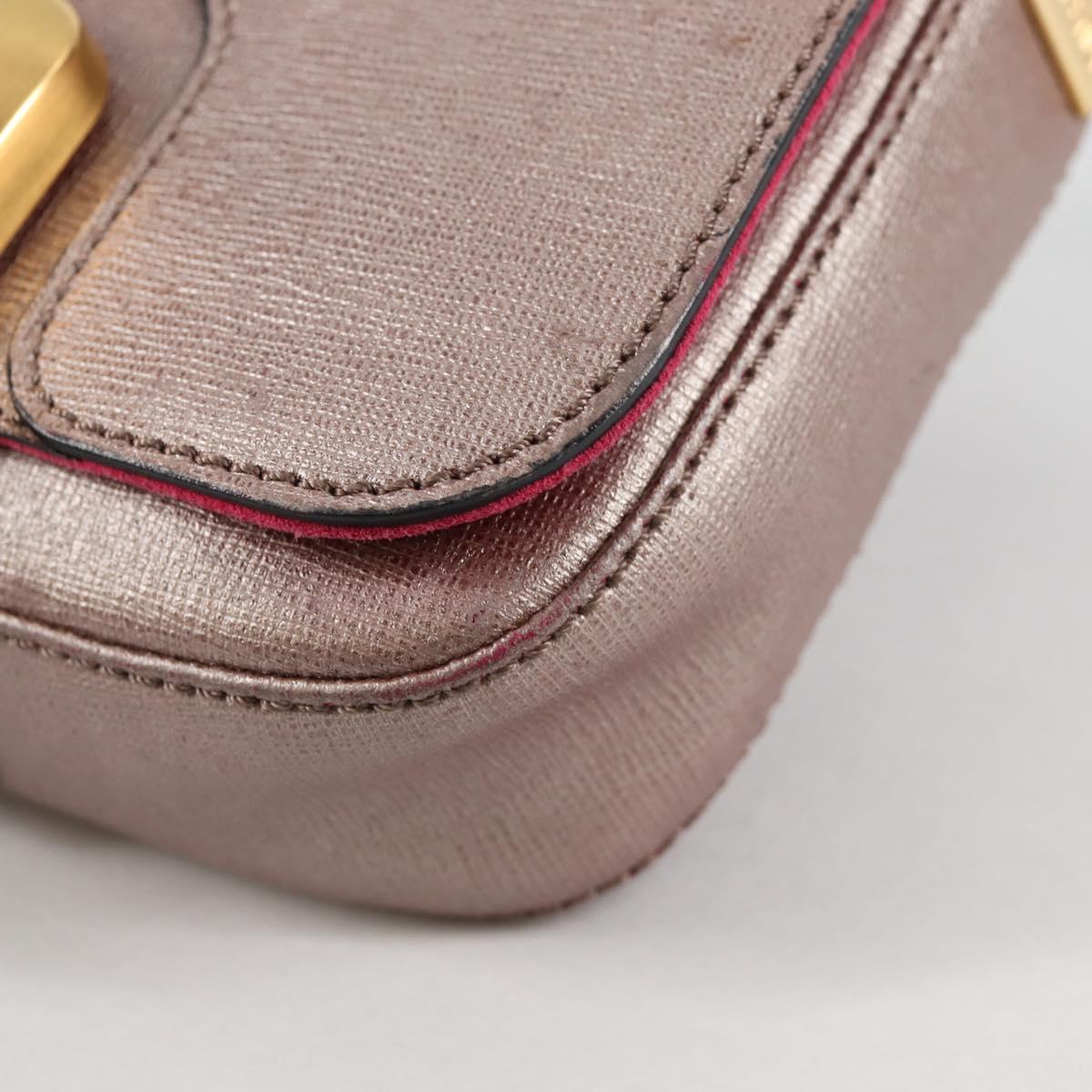 FENDI Chameleon Shoulder Bag Leather Pink Gold Auth BA5136