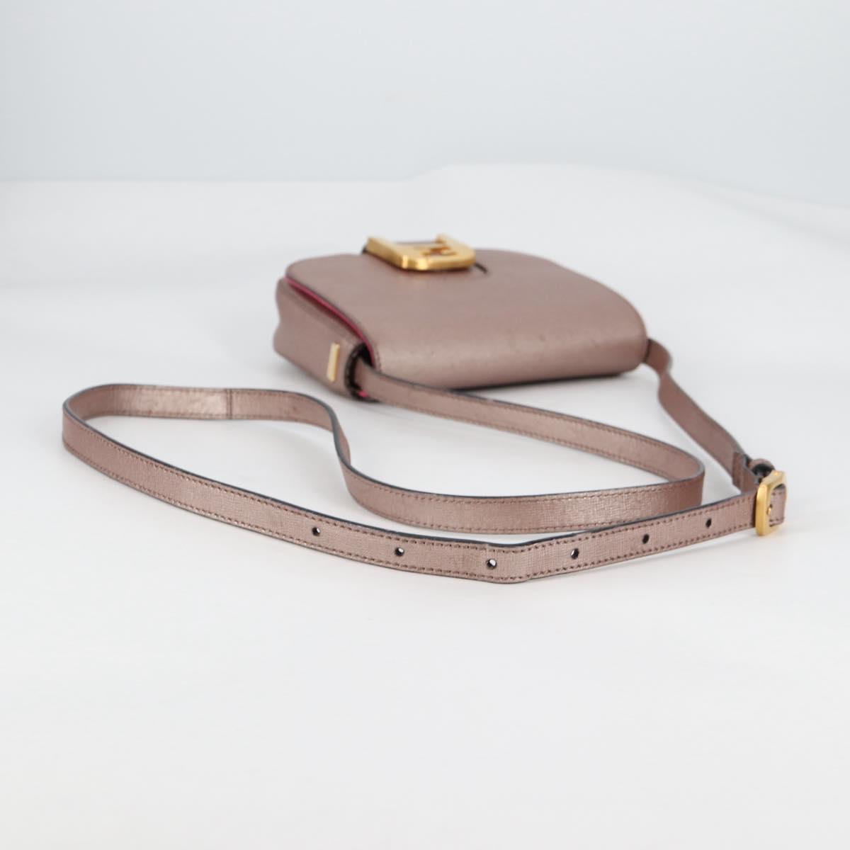 FENDI Chameleon Shoulder Bag Leather Pink Gold Auth BA5136