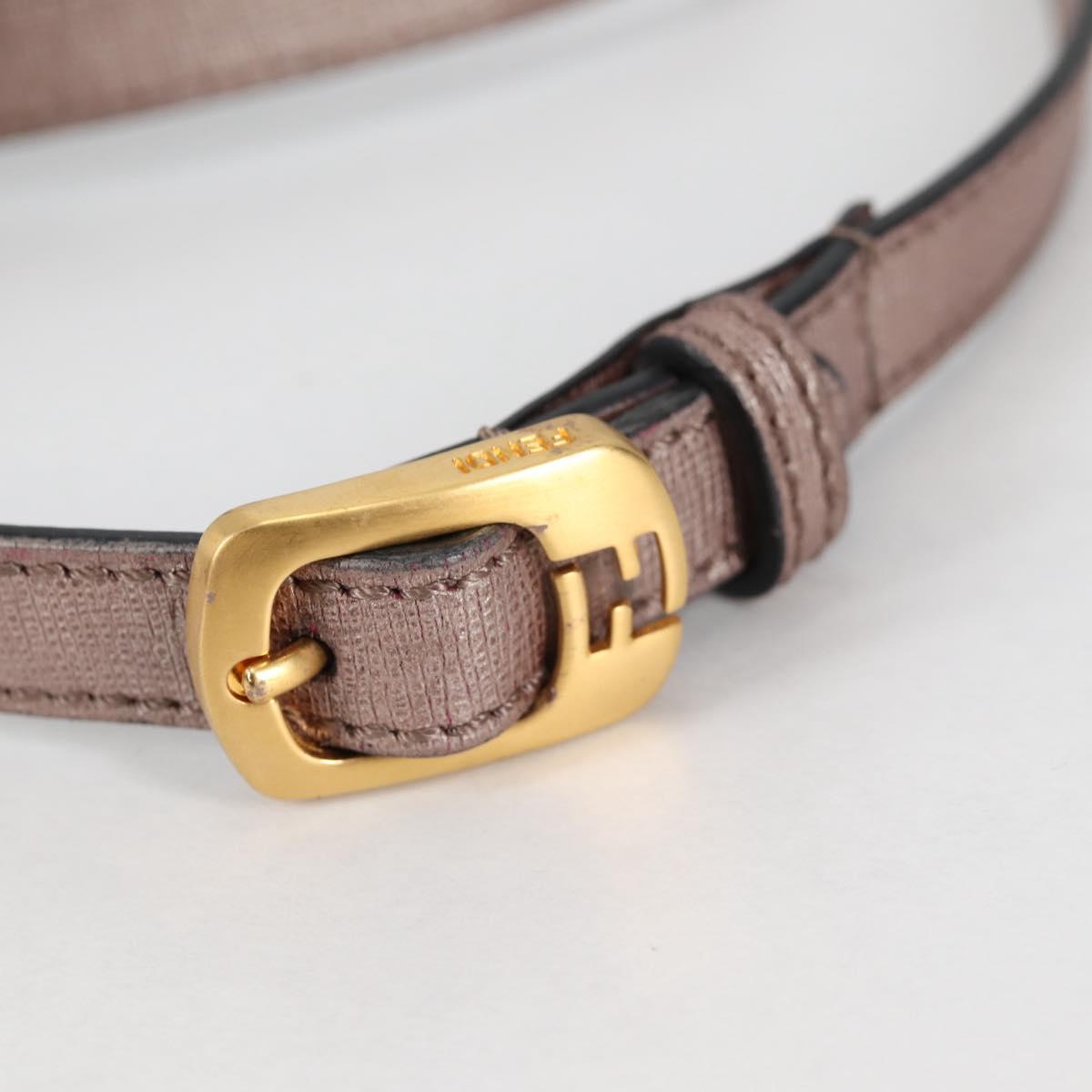 FENDI Chameleon Shoulder Bag Leather Pink Gold Auth BA5136