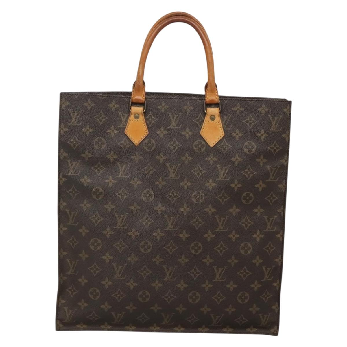 LOUIS VUITTON Monogram Sac Plat Hand Bag M51140 LV Auth BA5143