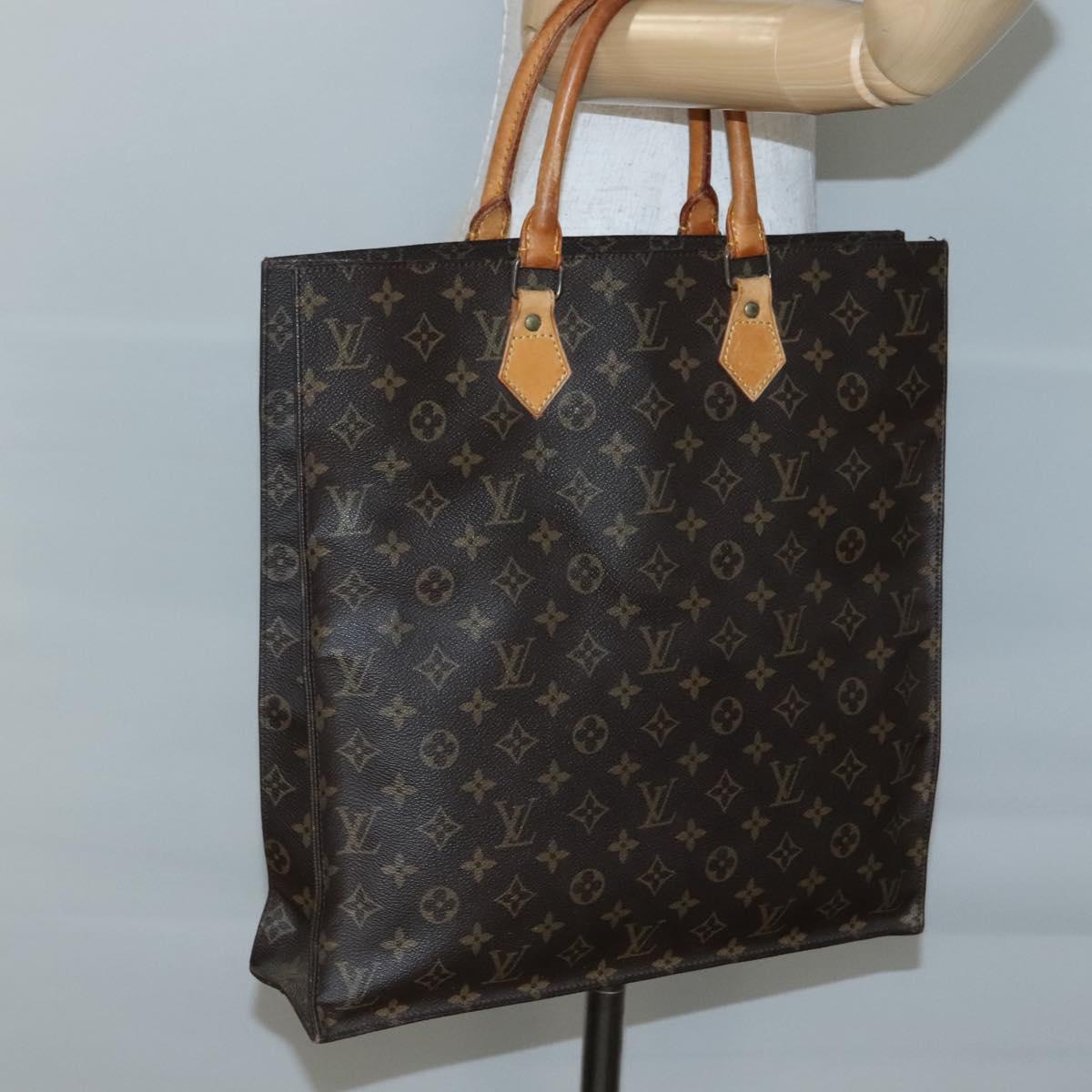 LOUIS VUITTON Monogram Sac Plat Hand Bag M51140 LV Auth BA5143
