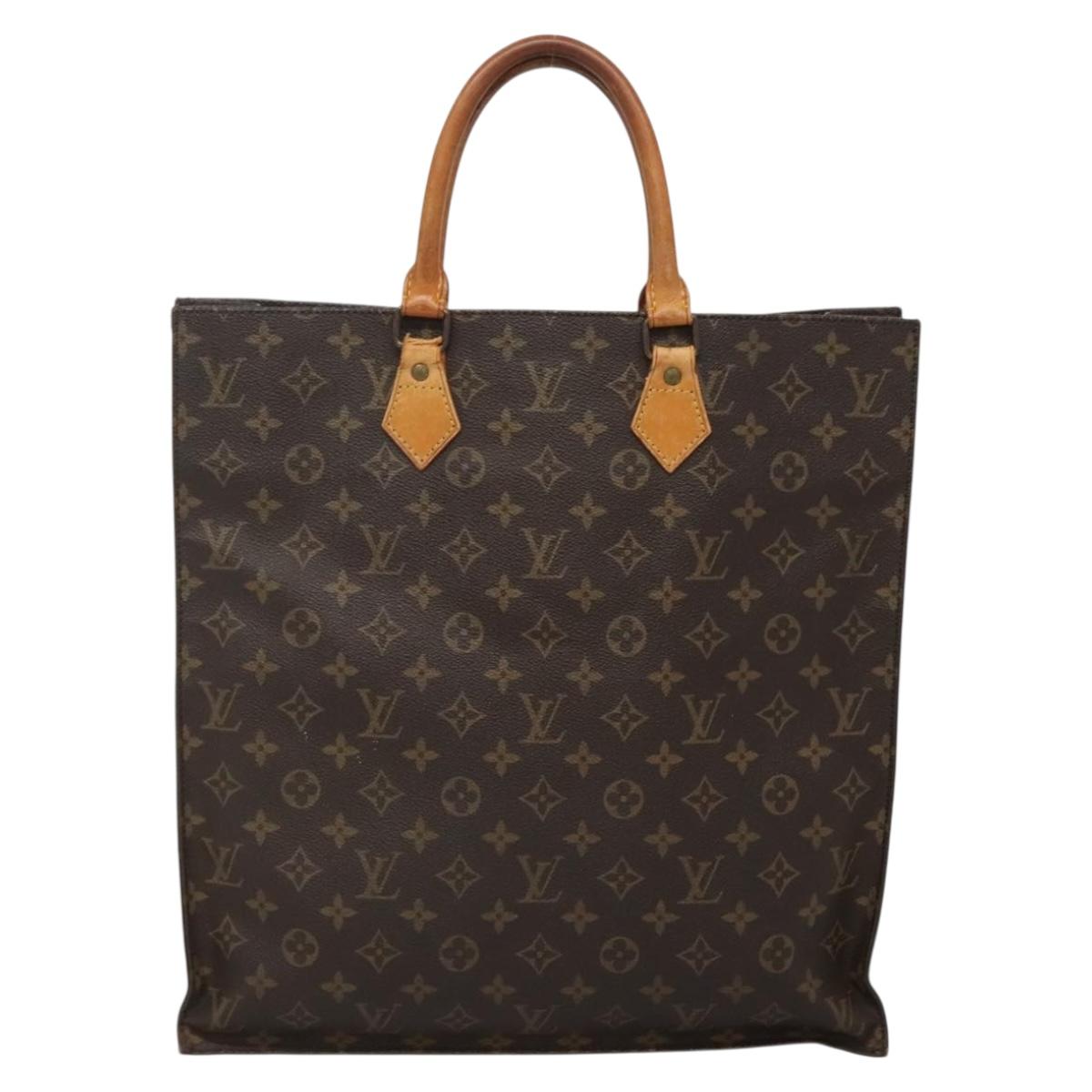 LOUIS VUITTON Monogram Sac Plat Hand Bag M51140 LV Auth BA5143
