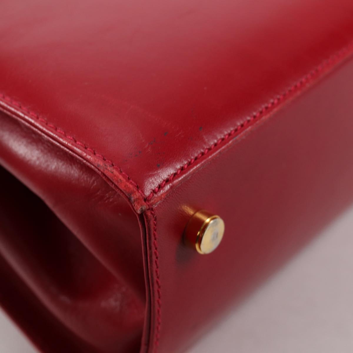 Salvatore Ferragamo Vala Hand Bag Leather 2way Red Gold Auth BA5145