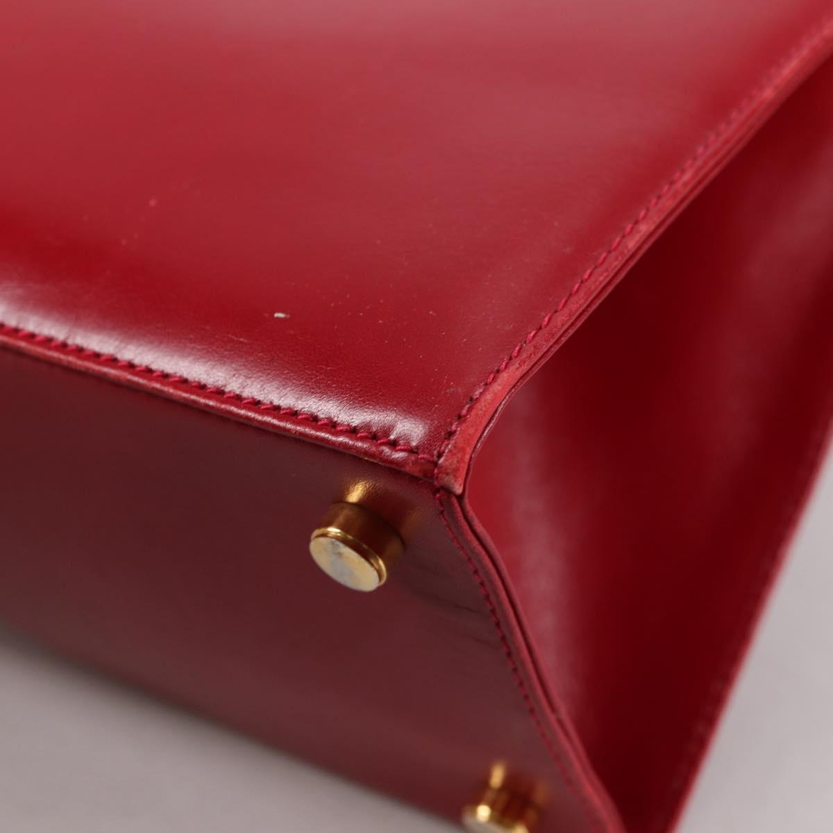 Salvatore Ferragamo Vala Hand Bag Leather 2way Red Gold Auth BA5145