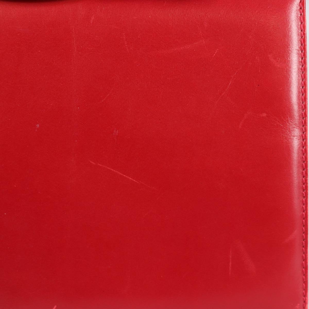 Salvatore Ferragamo Vala Hand Bag Leather 2way Red Gold Auth BA5145