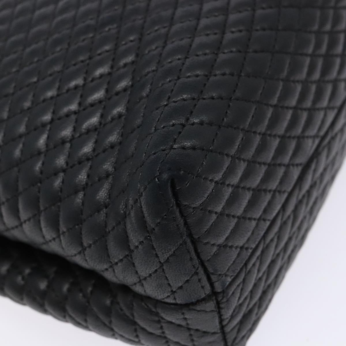 BALLY Quilted Hand Bag Leather Gold Black Auth BA5149