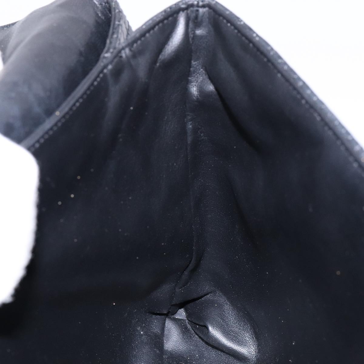 BALLY Quilted Hand Bag Leather Gold Black Auth BA5149