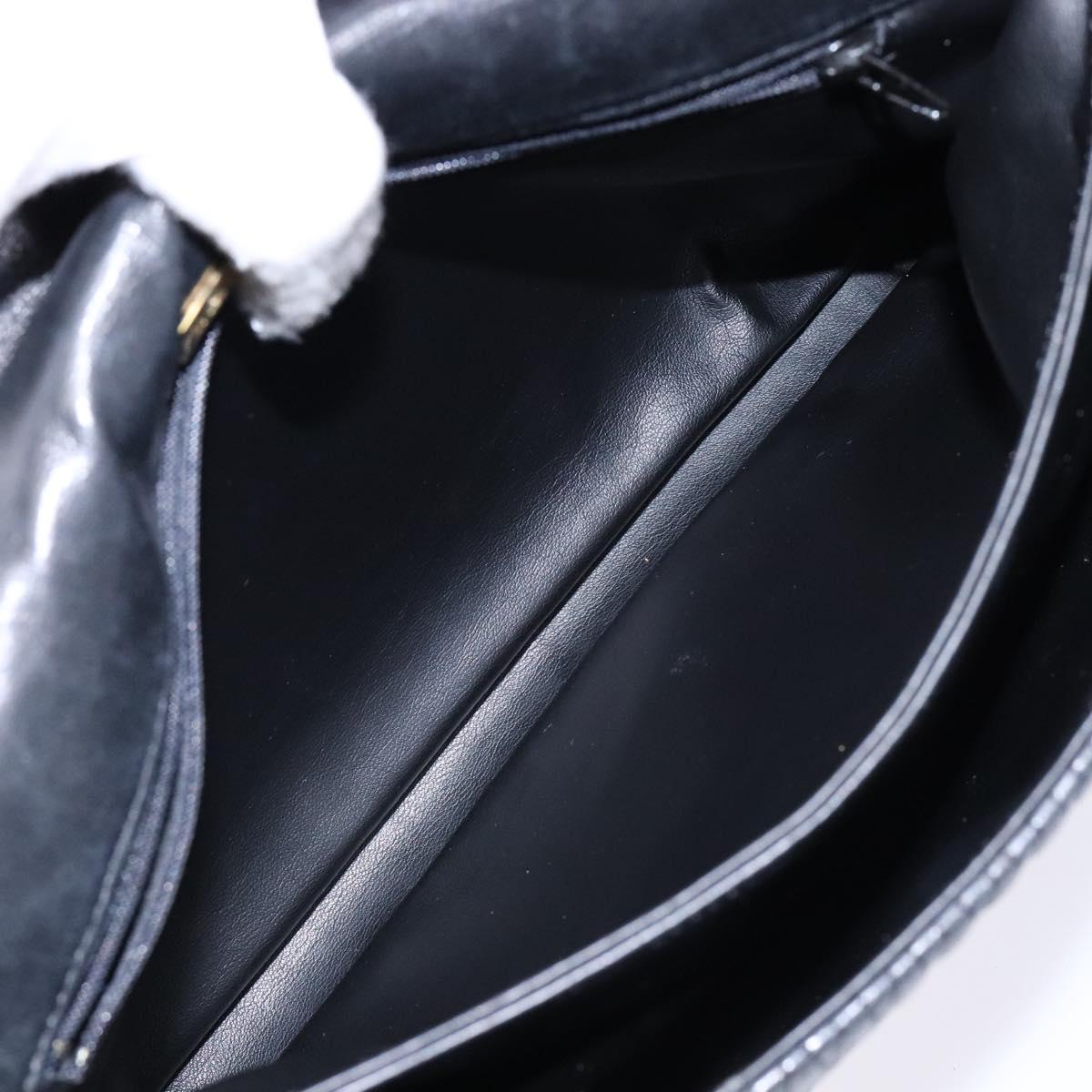 BALLY Quilted Hand Bag Leather Gold Black Auth BA5149