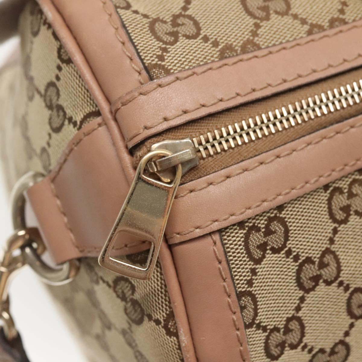 GUCCI GG Canvas Hand Bag 2way Beige Gold 247205 Auth BA5153