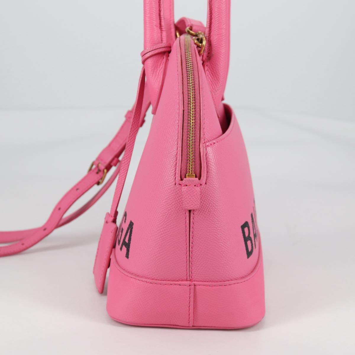 BALENCIAGA Ville Top Handle S Hand Bag Leather 2way Pink 518873 Auth BA5162M