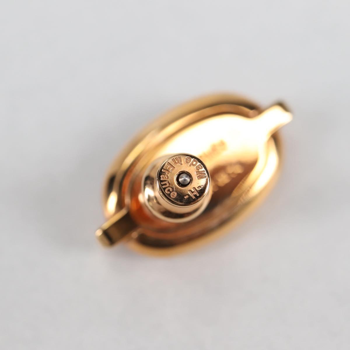 HERMES Pierce Mini Mayon Earring metal Pink Auth BA5179M