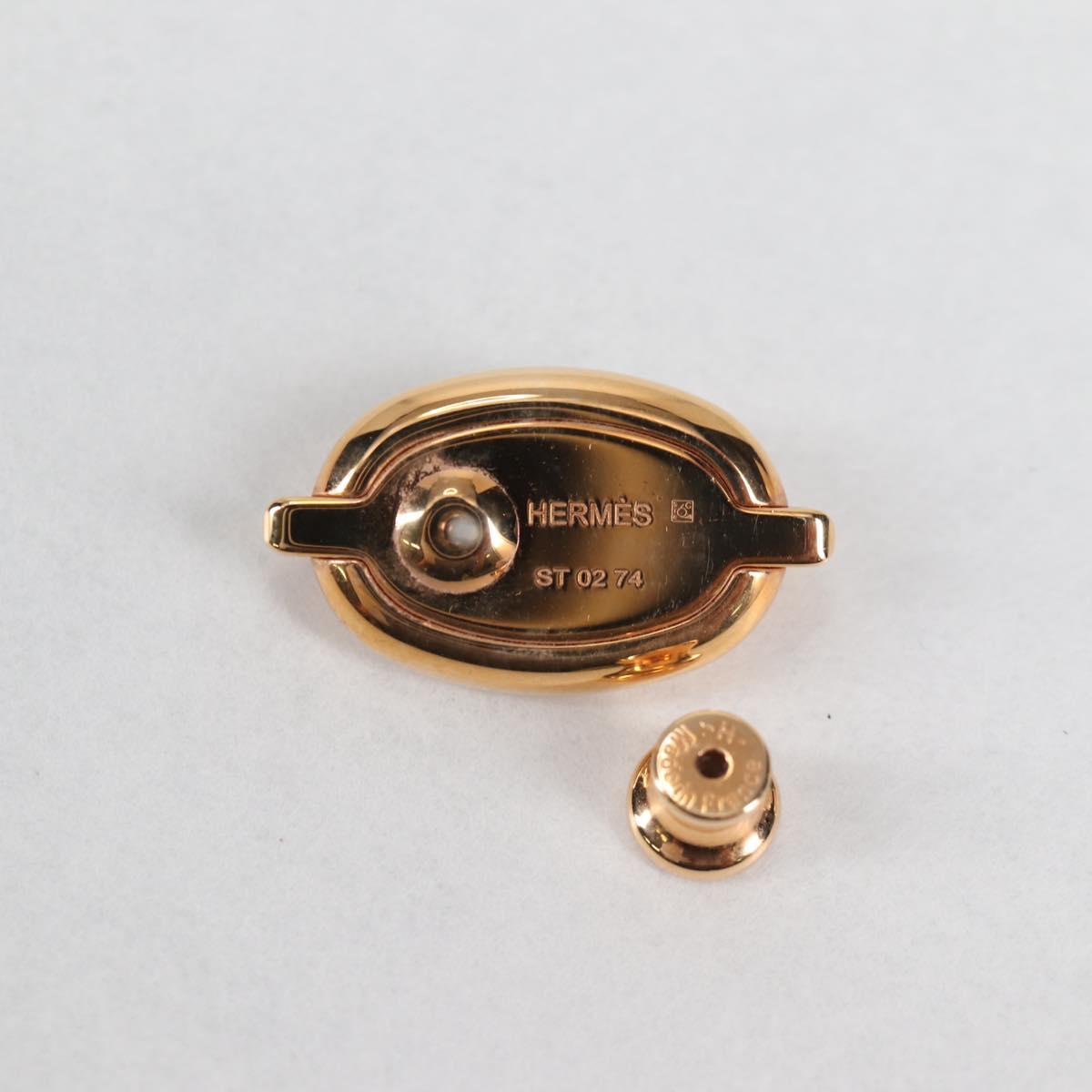 HERMES Pierce Mini Mayon Earring metal Pink Auth BA5179M