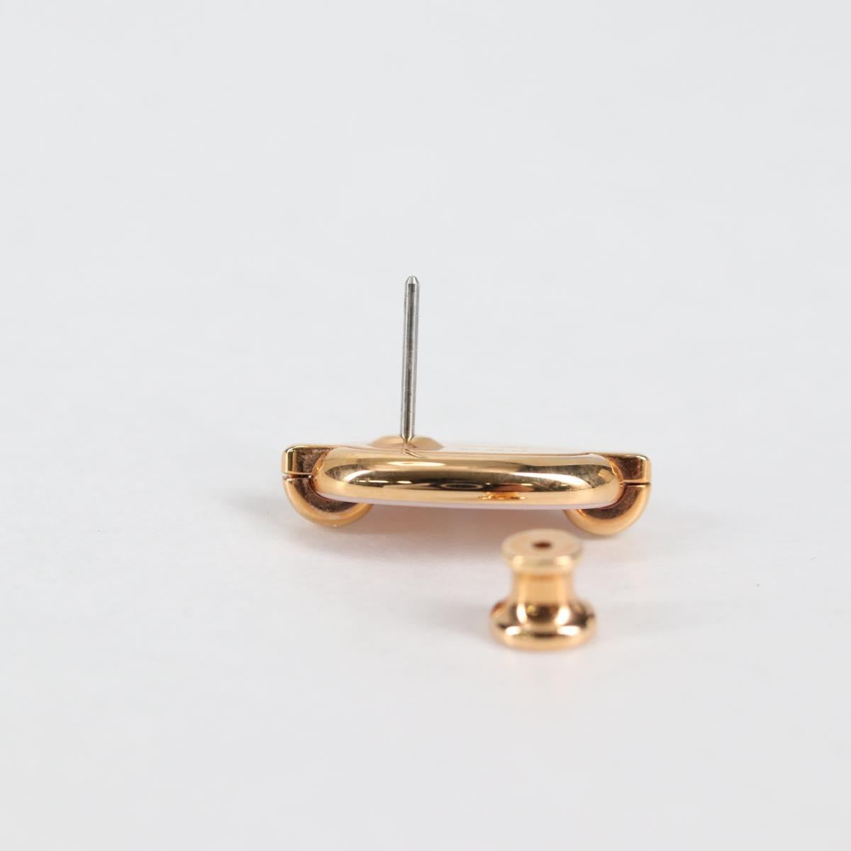 HERMES Pierce Mini Mayon Earring metal Pink Auth BA5179M
