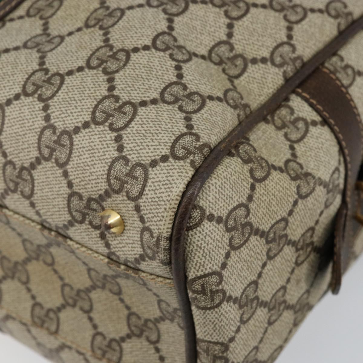 GUCCI GG Supreme Web Sherry Line Hand Bag PVC Beige Gold 67 01 4422 Auth BA5183