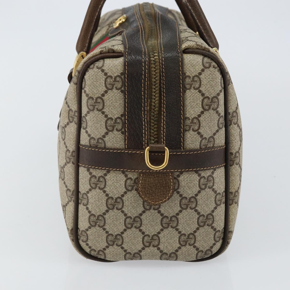 GUCCI GG Supreme Web Sherry Line Hand Bag PVC Beige Gold 67 01 4422 Auth BA5183