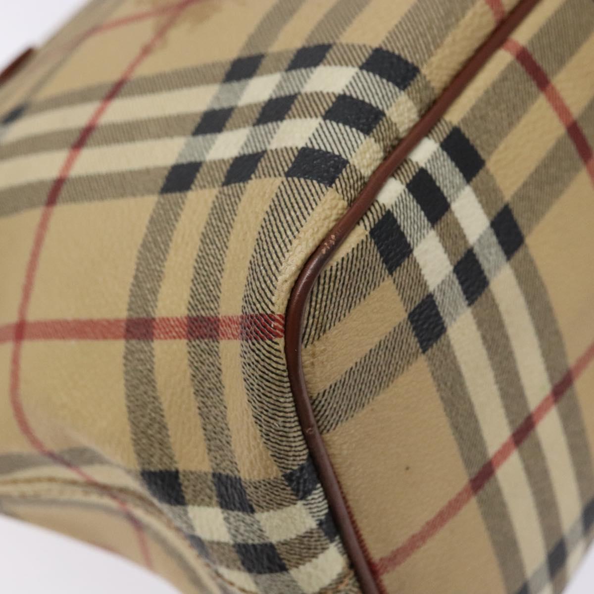 BURBERRY Nova Check Tote Bag PVC Beige Gold Auth BA5186