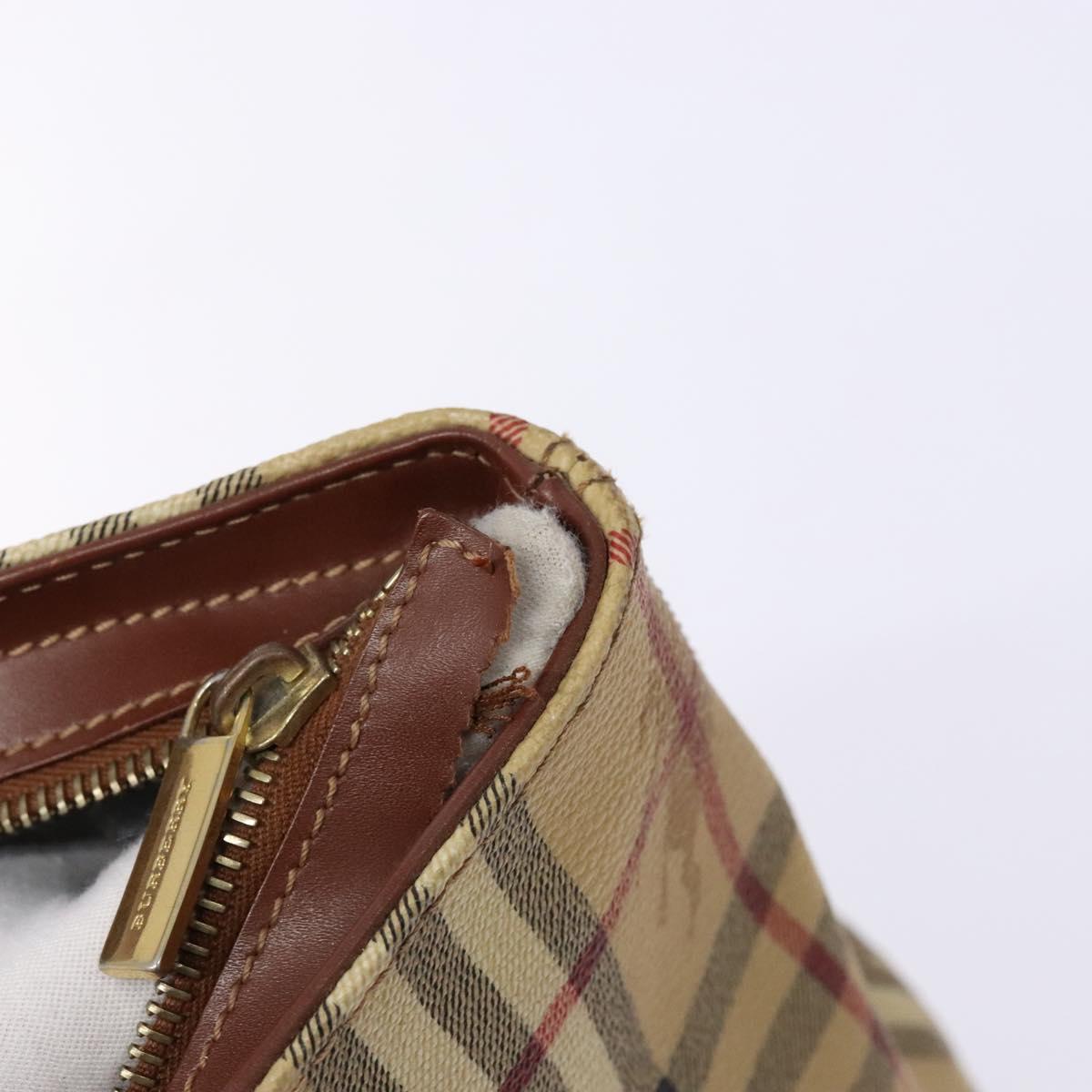 BURBERRY Nova Check Tote Bag PVC Beige Gold Auth BA5186