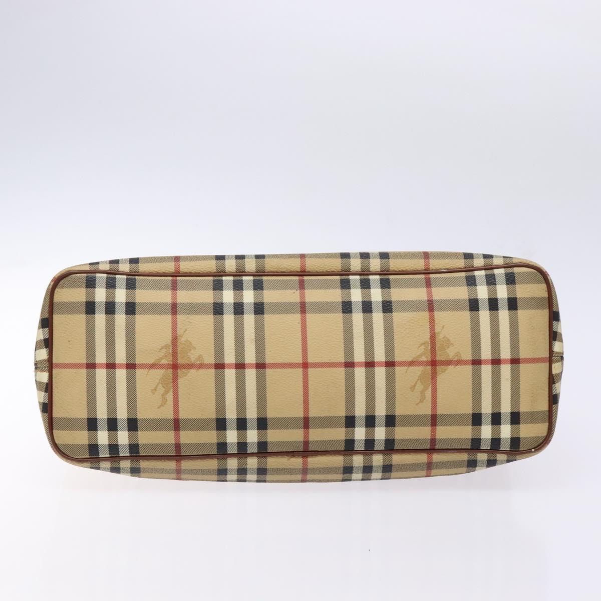 BURBERRY Nova Check Tote Bag PVC Beige Gold Auth BA5186
