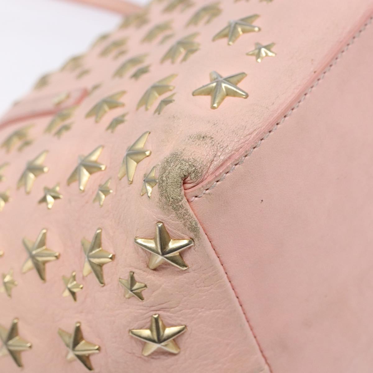 Jimmy Choo Studs Tote Bag Leather Pink Gold Auth BA5187