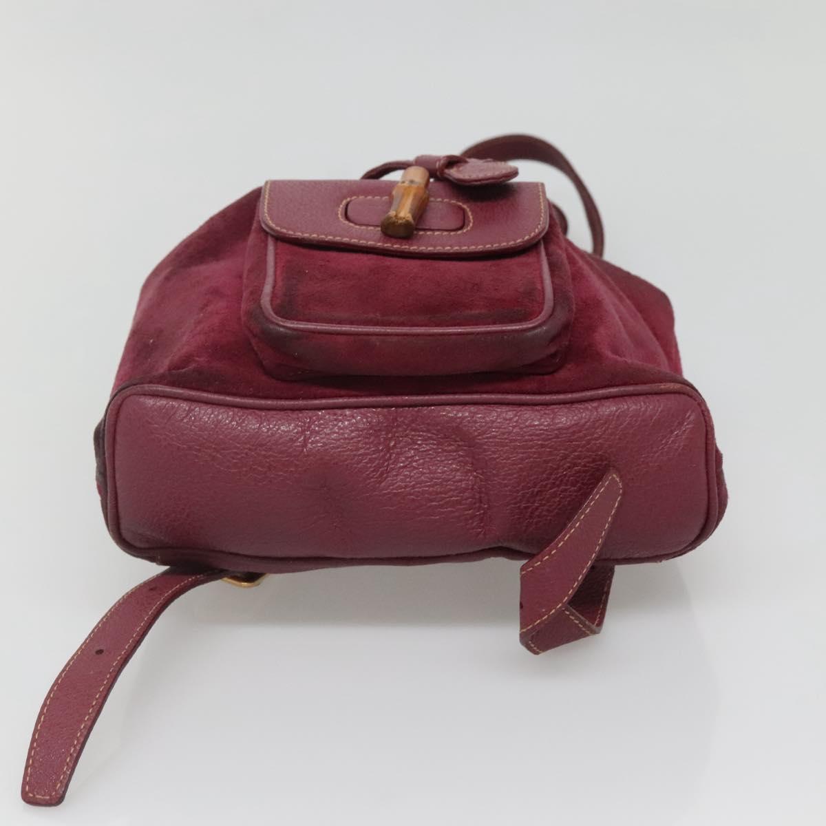 GUCCI Bamboo Backpack Suede Purple Gold 003 1705 0030 Auth BA5188