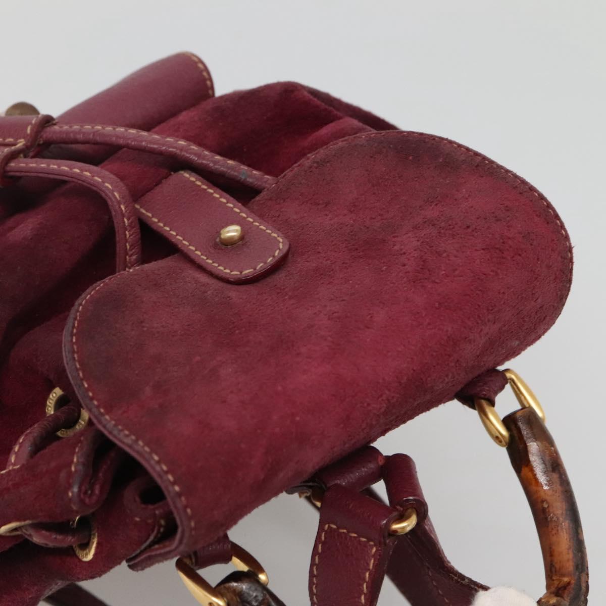 GUCCI Bamboo Backpack Suede Purple Gold 003 1705 0030 Auth BA5188