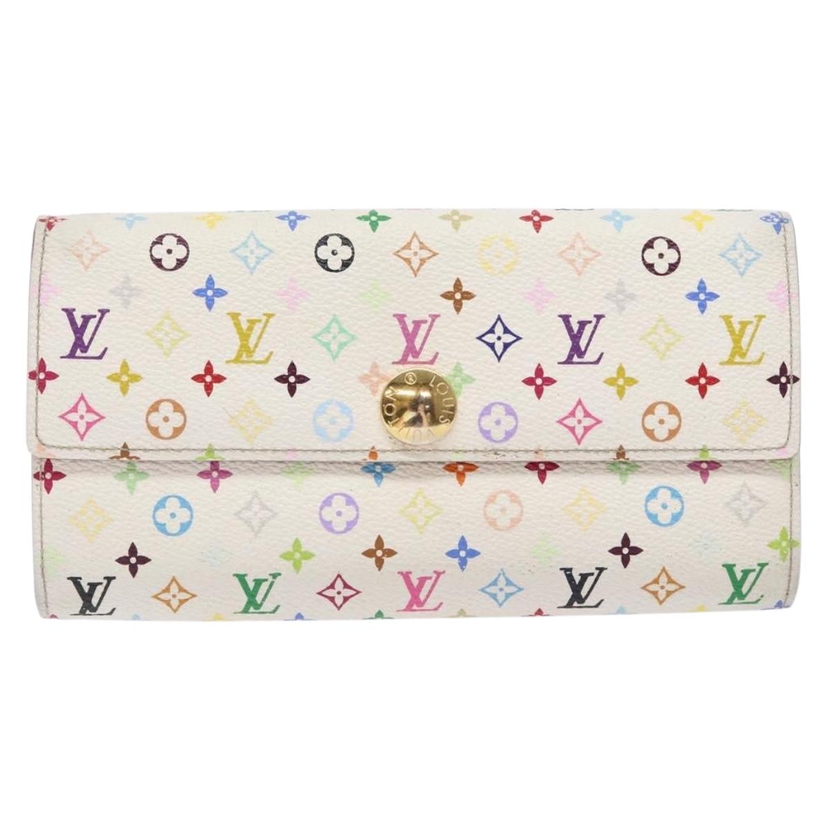 LOUIS VUITTON Multicolor Portefeuille Sarah Wallet White M93532 LV Auth BA5191